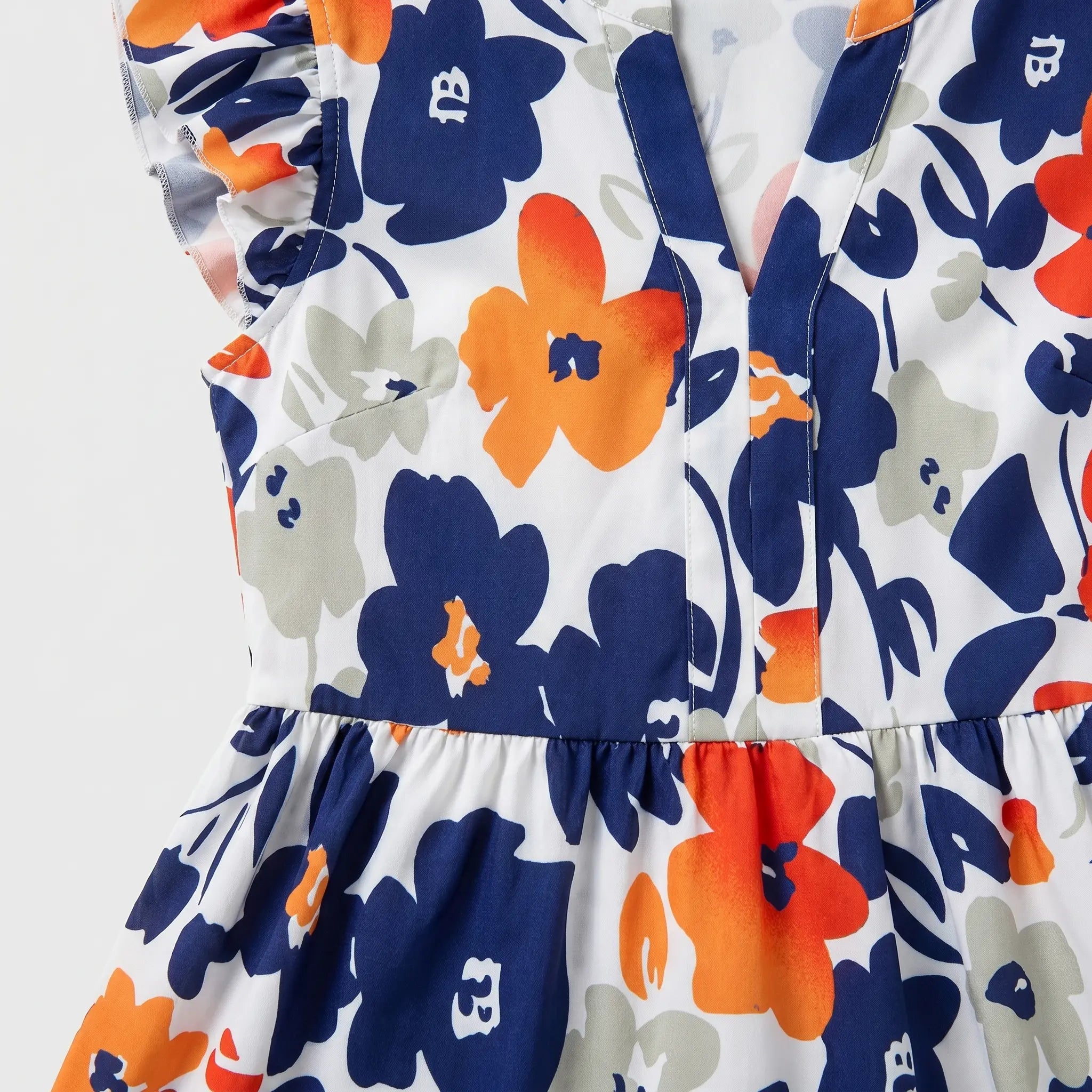Tiered Mini Floral Dress with V-neck, Flutter Sleeves for Women TARHUS SS - Womens - Mini Dress