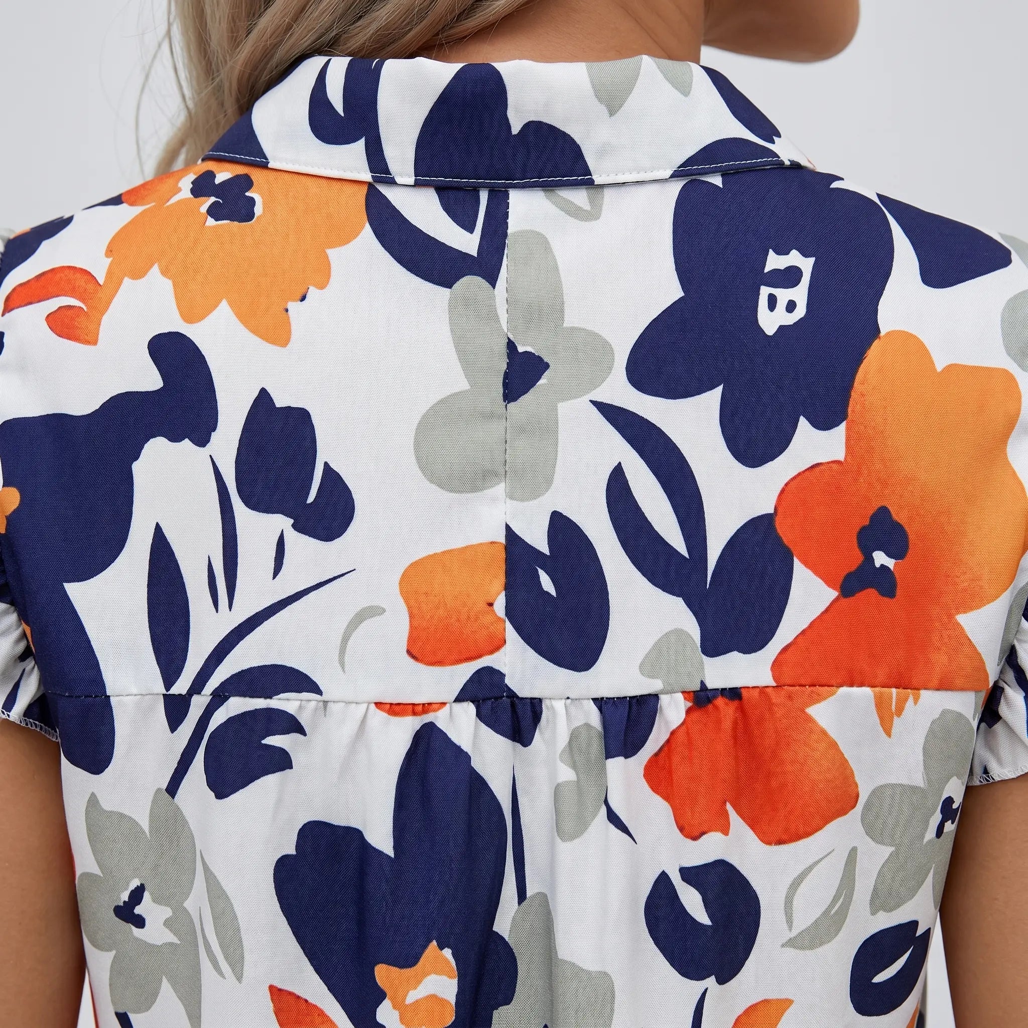 Tiered Mini Floral Dress with V-neck, Flutter Sleeves for Women TARHUS SS - Womens - Mini Dress