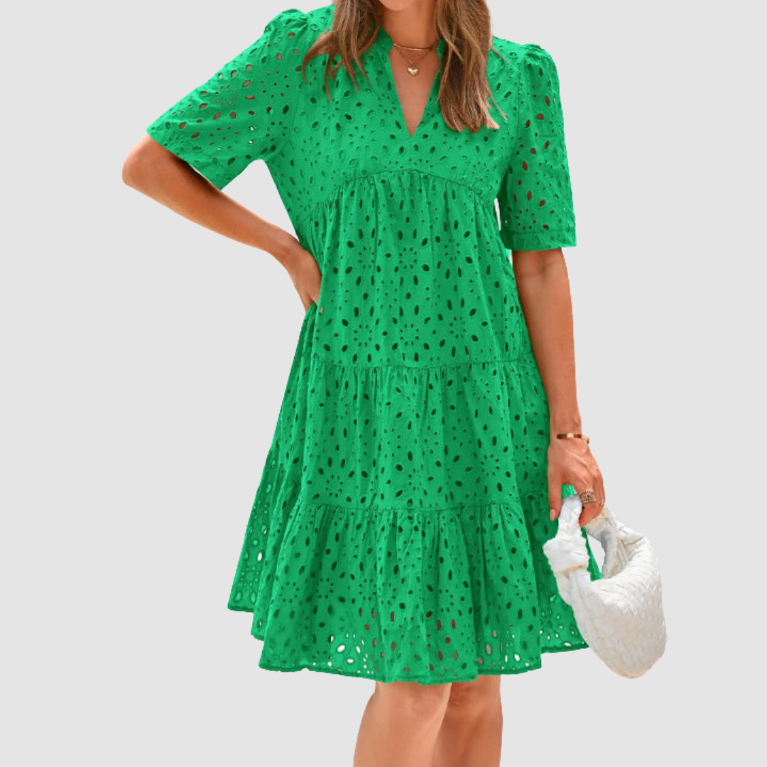 Cecily | Broderie Anglaise Tiered Midi Dress TARHUS