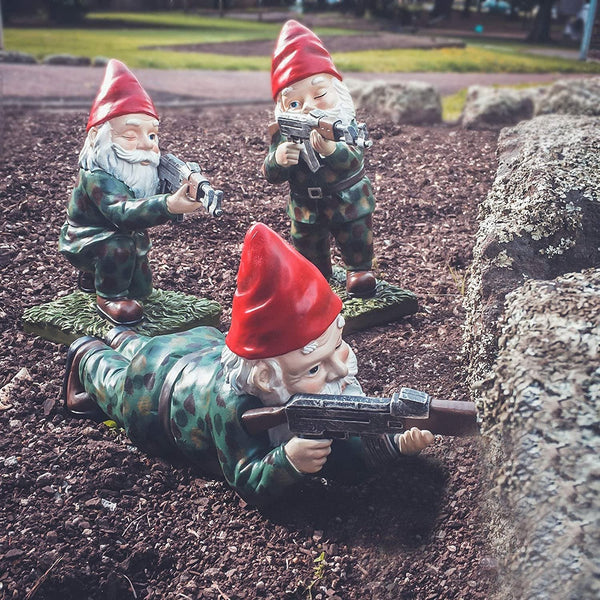 Garden Gnome Warriors – Funny Outdoor Statues for Garden TARHUS