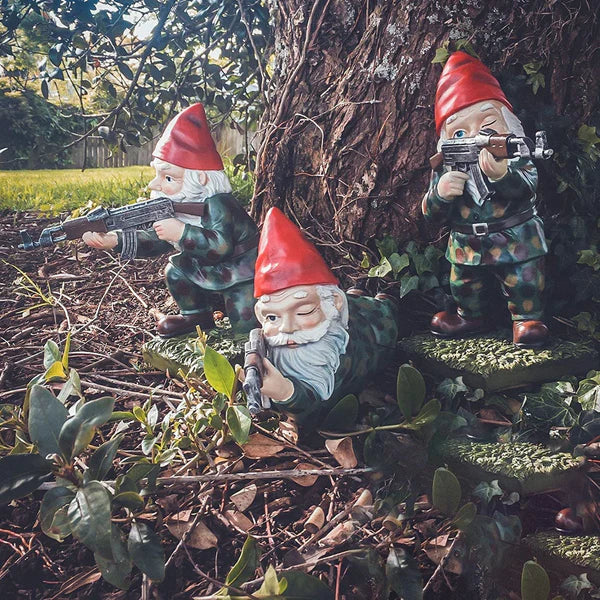 Garden Gnome Warriors – Funny Outdoor Statues for Garden TARHUS