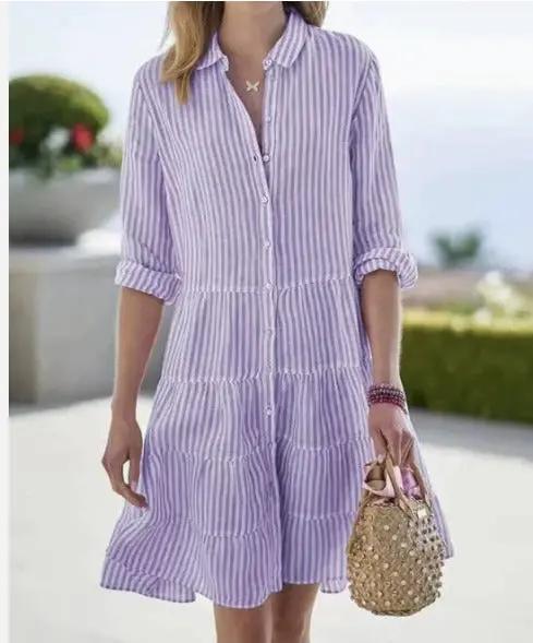 Striped Shirt Dress - TARHUS
