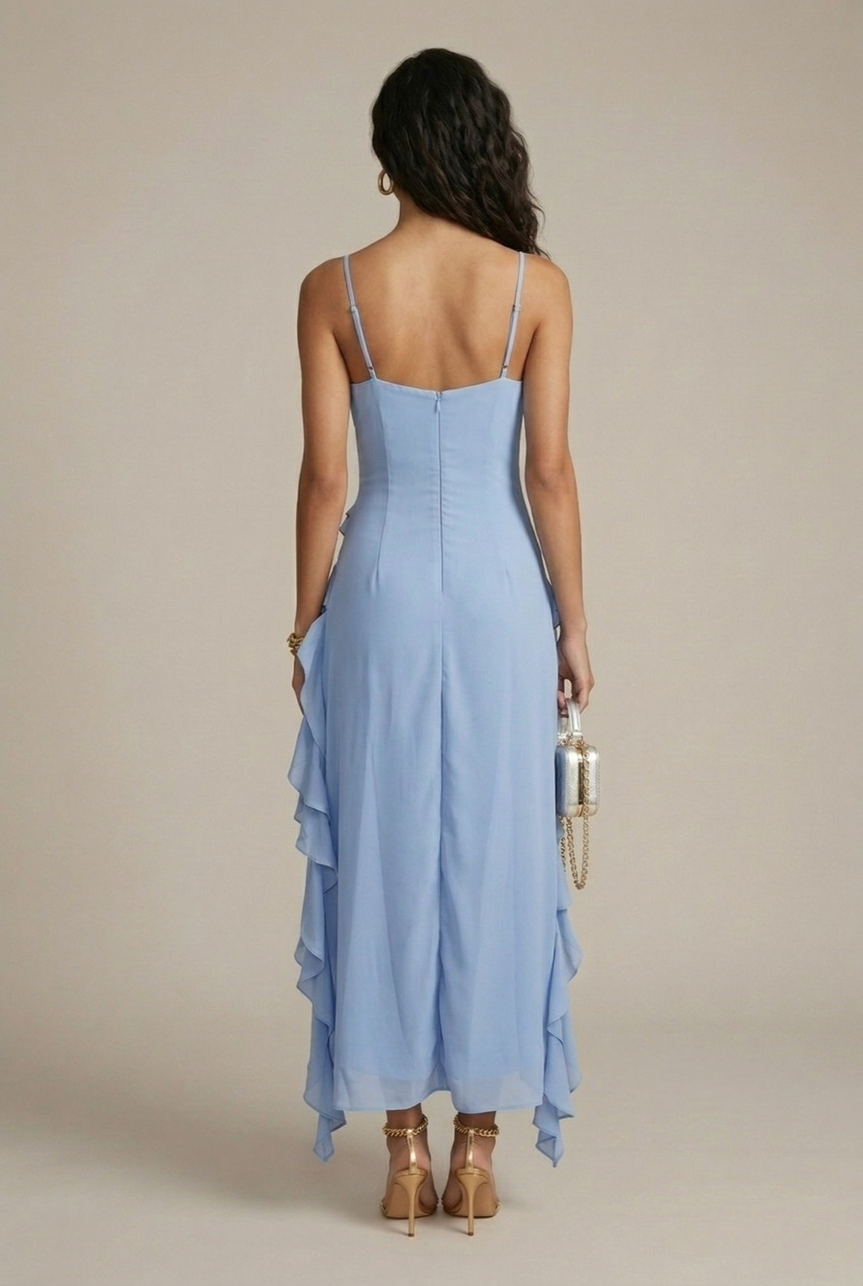 Women's Ruffle V-Neck High Low Dress - Tiered - Wedding Guest TARHUS Dress Women
