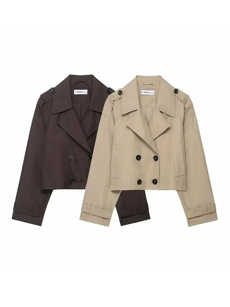 Julia | Women's Double Breasted Trench Coat – Short Office Jacket with Pockets TARHUS Jacket