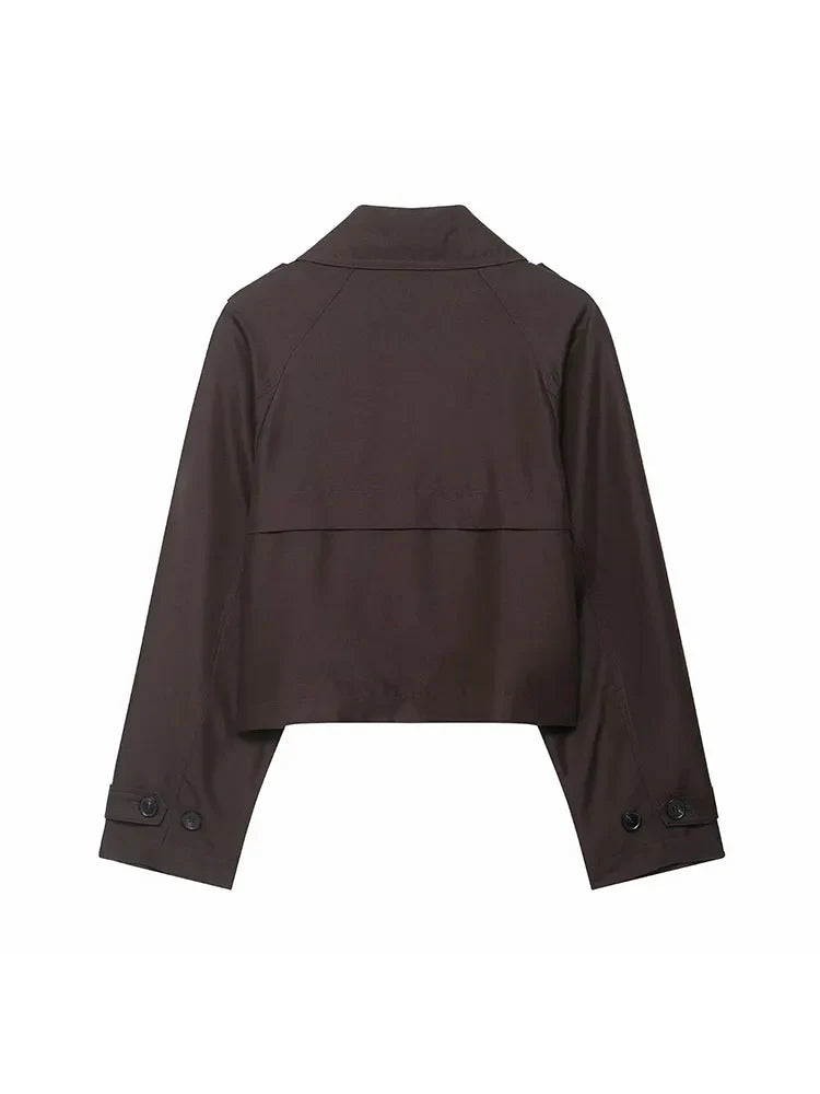 Julia | Women's Double Breasted Trench Coat – Short Office Jacket with Pockets