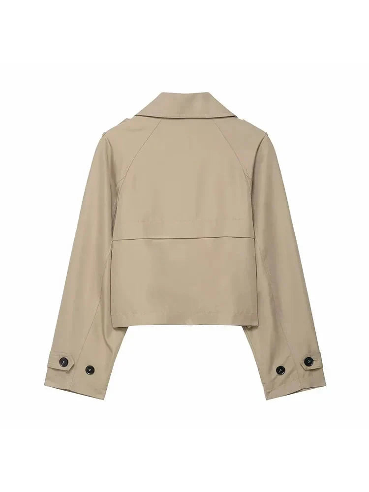Julia | Women's Double Breasted Trench Coat – Short Office Jacket with Pockets TARHUS Jacket