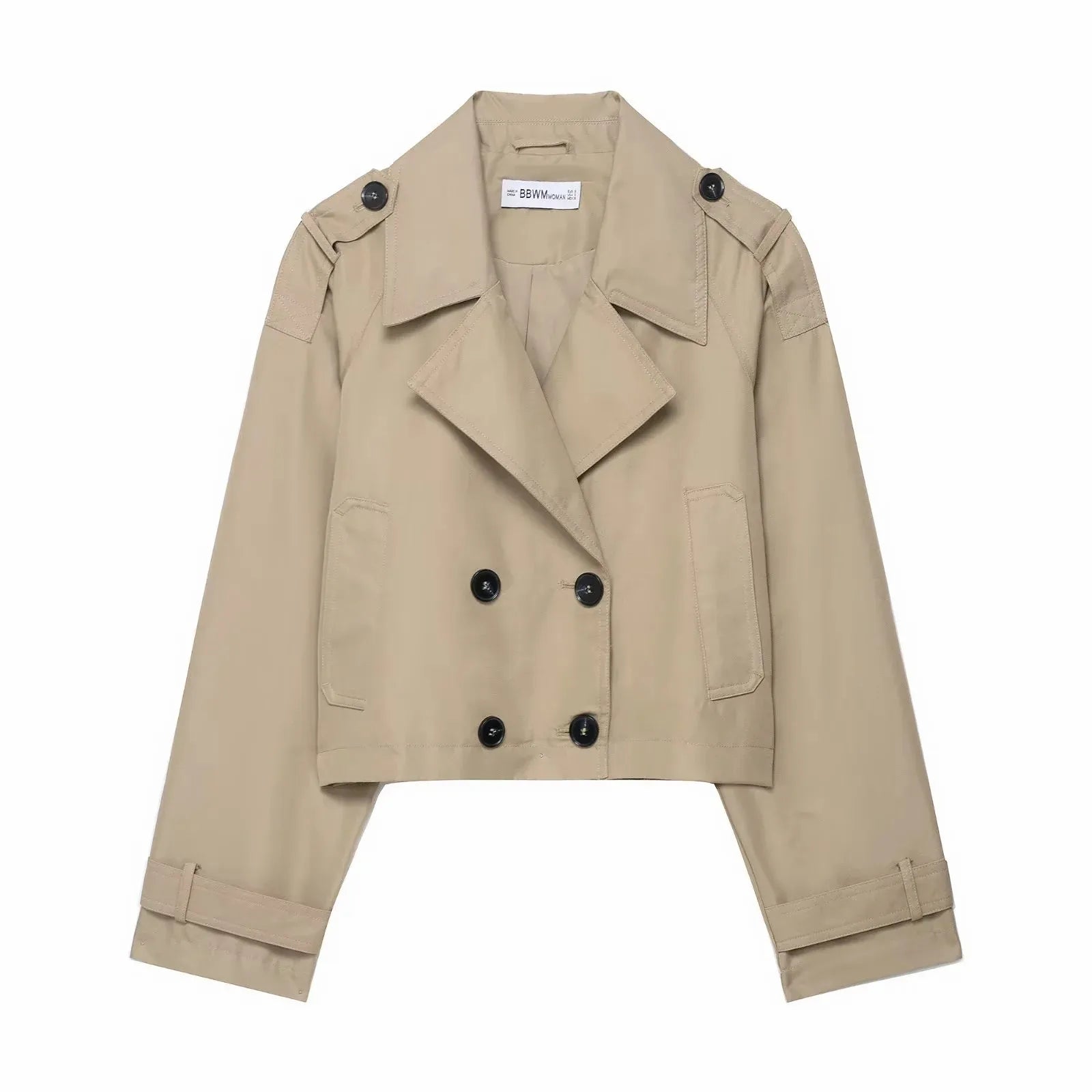 Julia | Women's Double Breasted Trench Coat – Short Office Jacket with Pockets
