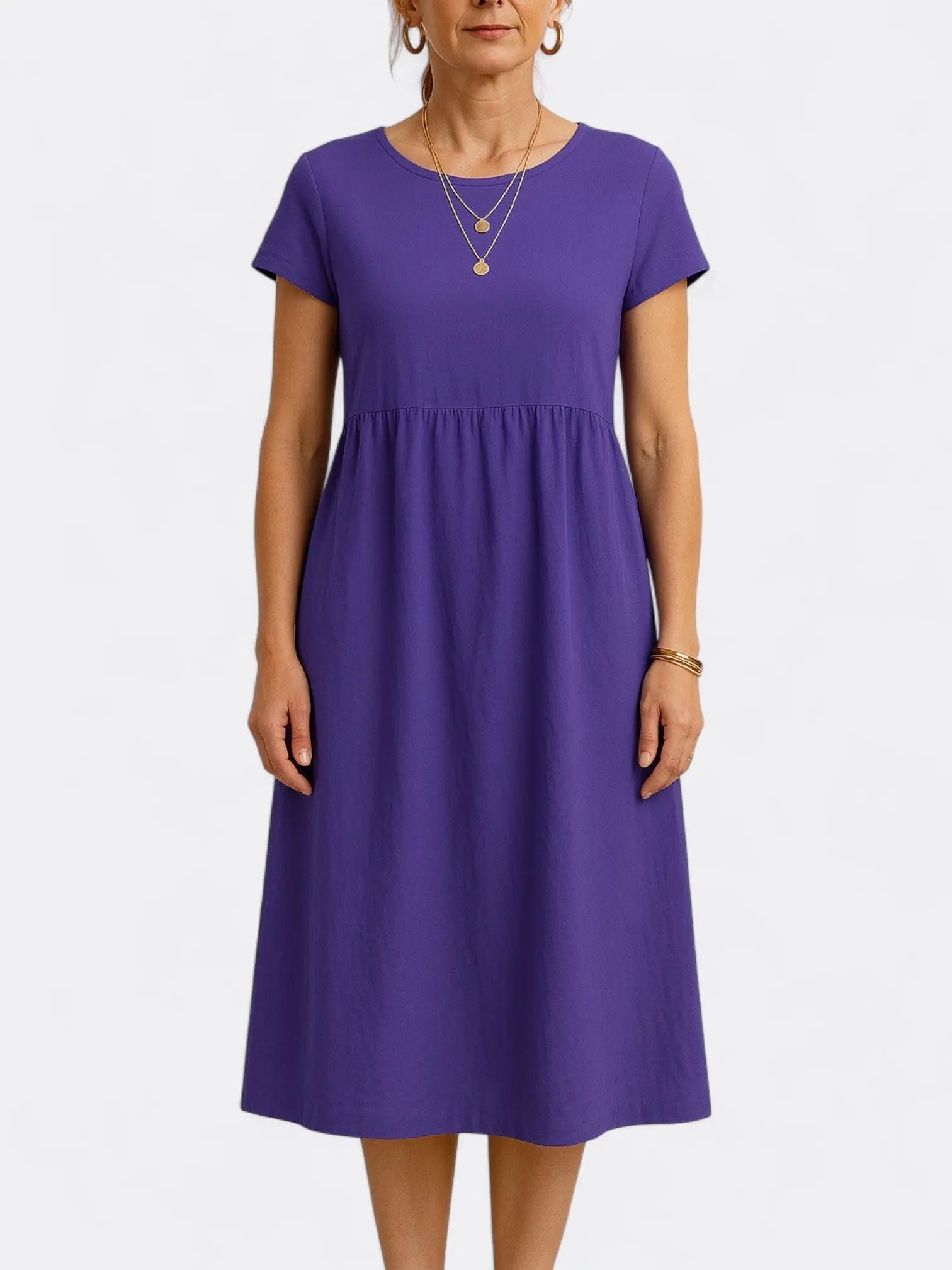 Zia's Midi Dress with O Neckline and A-Line Silhouette - TARHUS