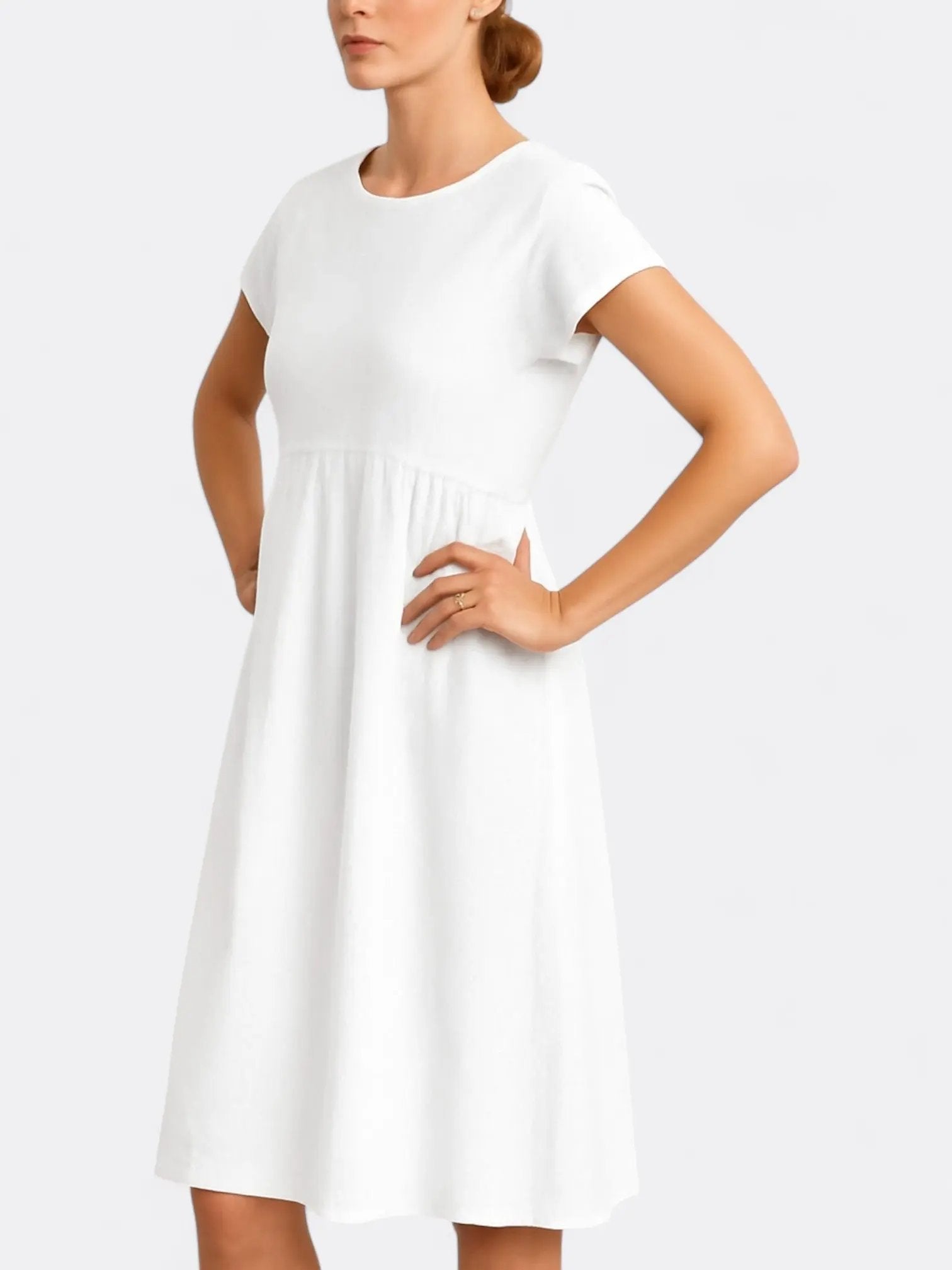 Zia's Midi Dress with O Neckline and A-Line Silhouette - TARHUS