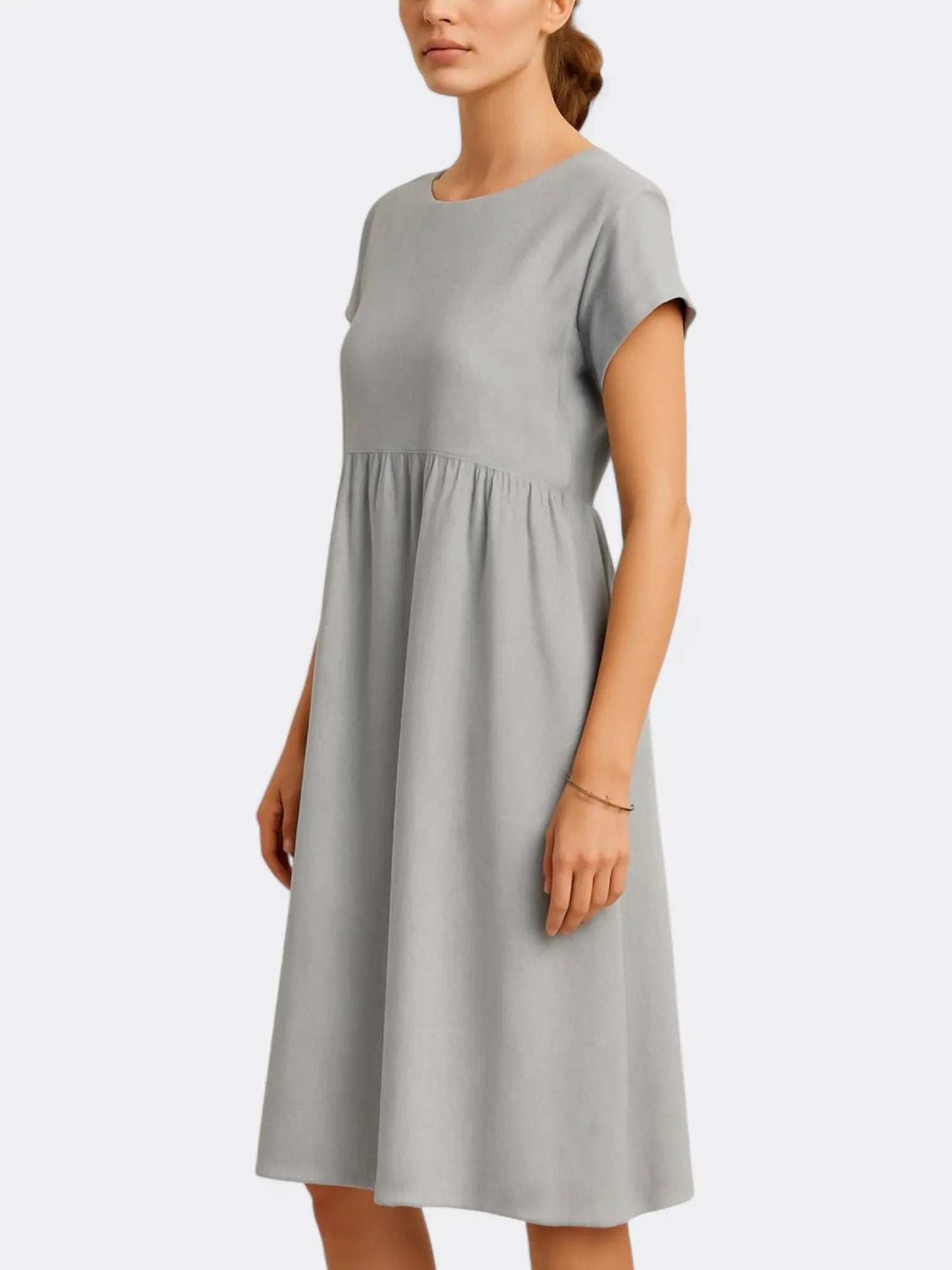 Zia's Midi Dress with O Neckline and A-Line Silhouette - TARHUS