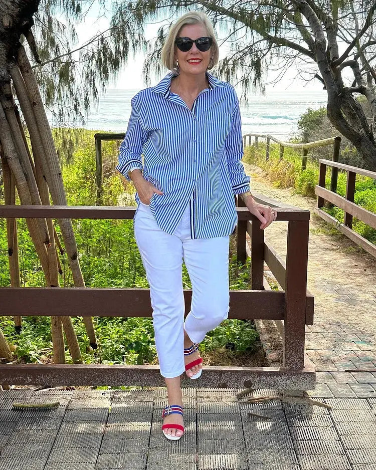 Diane | Easy Elegance Striped Blouse - Soft. Flattering. Effortless. - TARHUS