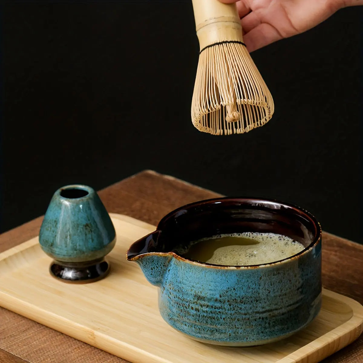Matcha Tea Set β Bamboo Whisk, Scoop, Stand & Bowl | 3pcs/4pcs - TARHUS