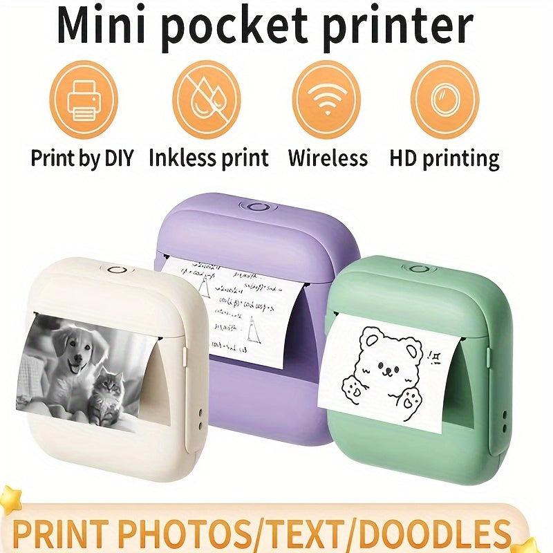 Portable Thermal Printer - Instant Print, Compatible with iOS/Android Devices for Photos, Labels, Notes & More - Ideal for Thanksgiving, Christmas, Halloween Gifts & Study Sessions Diary, Exam Papers, Wireless Connectivity, USB Rechargeable, Monochrome Ou TARHUS
