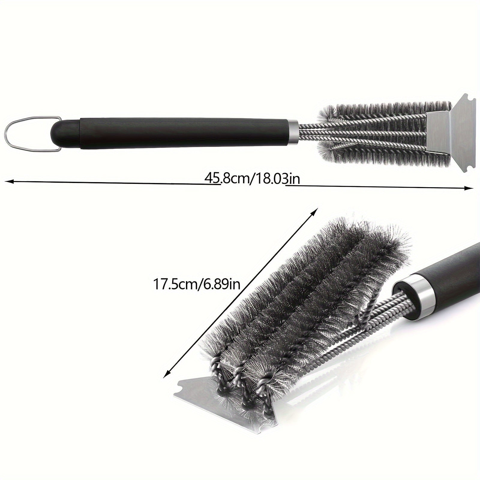 1pc BBQ Grill Brush and Scraper - Triple Scrubber, Wire Bristles, Easy to Clean, Outdoor Grilling Accessories TARHUS