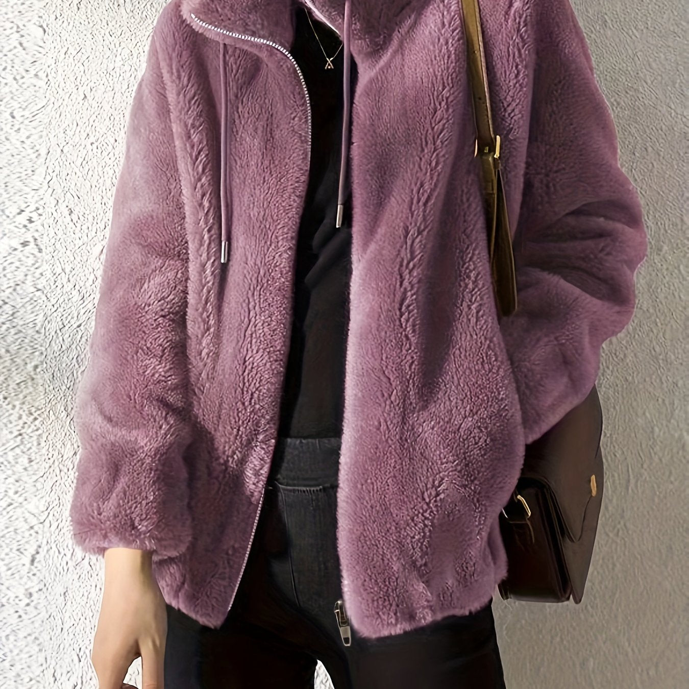 Faux Fur Zip-Up Jacket for Women – Soft Plush Casual Winter Coat - TARHUS