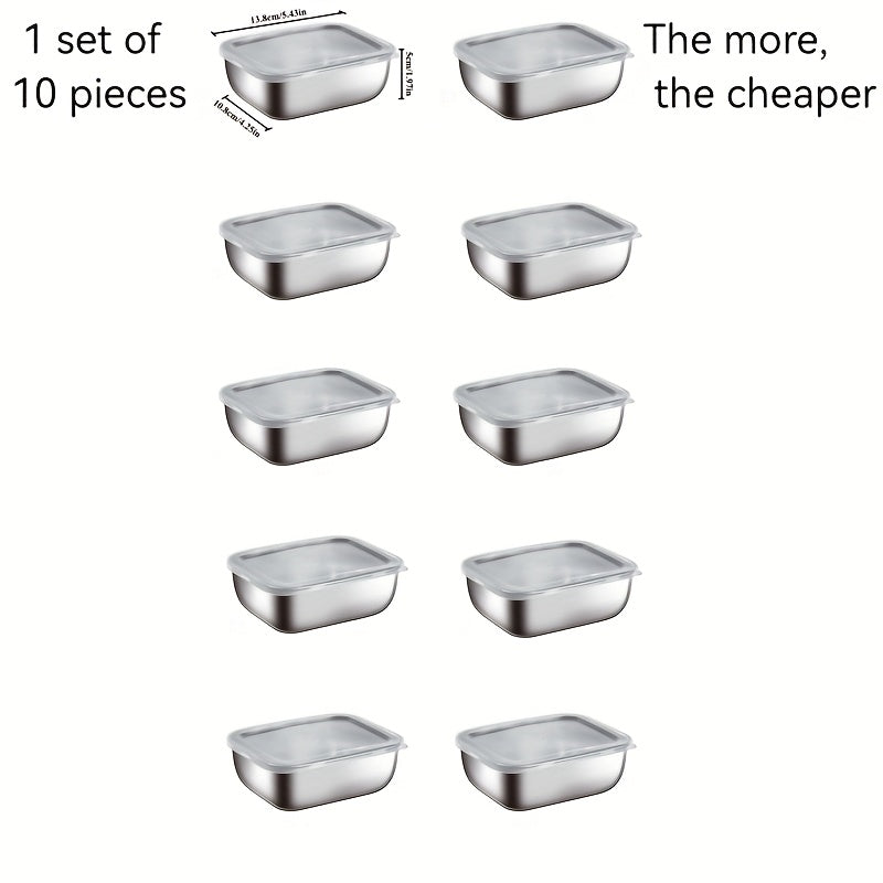 10-Piece Stainless Steel Food Storage Container Set - TARHUS