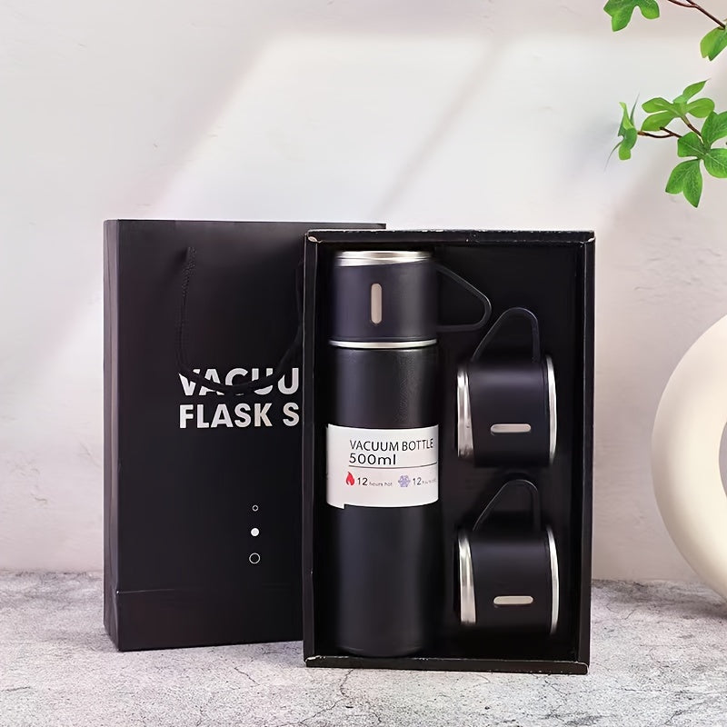 1set Thermal Mug 500ml/16.9oz, Stainless Steel Vacuum Insulated Bottle With Cup For Coffee Hot Drink And Cold Drink, Water Flask Back To School Supplies TARHUS