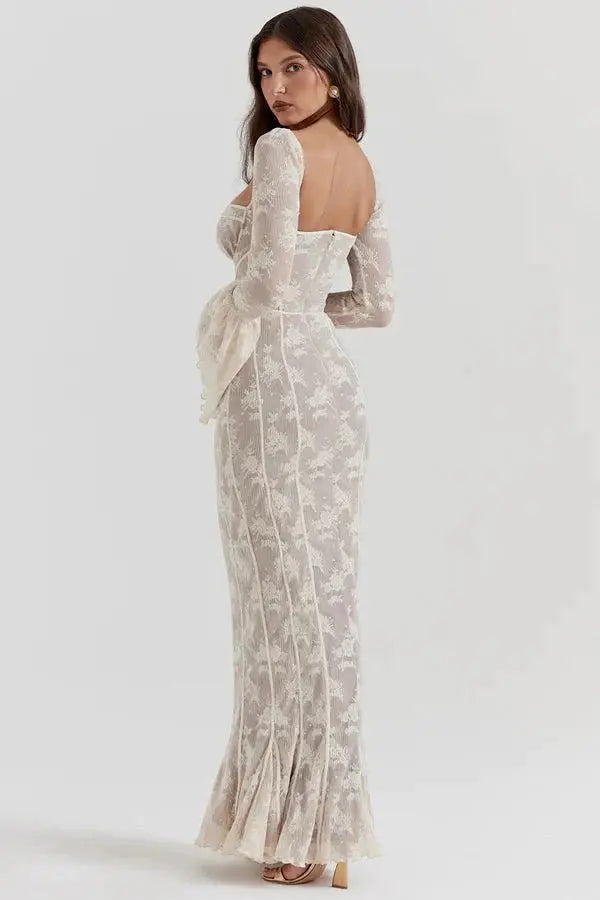 Aria - Vintage Maxi Summer Bodycon Lace Dress - nubuso
