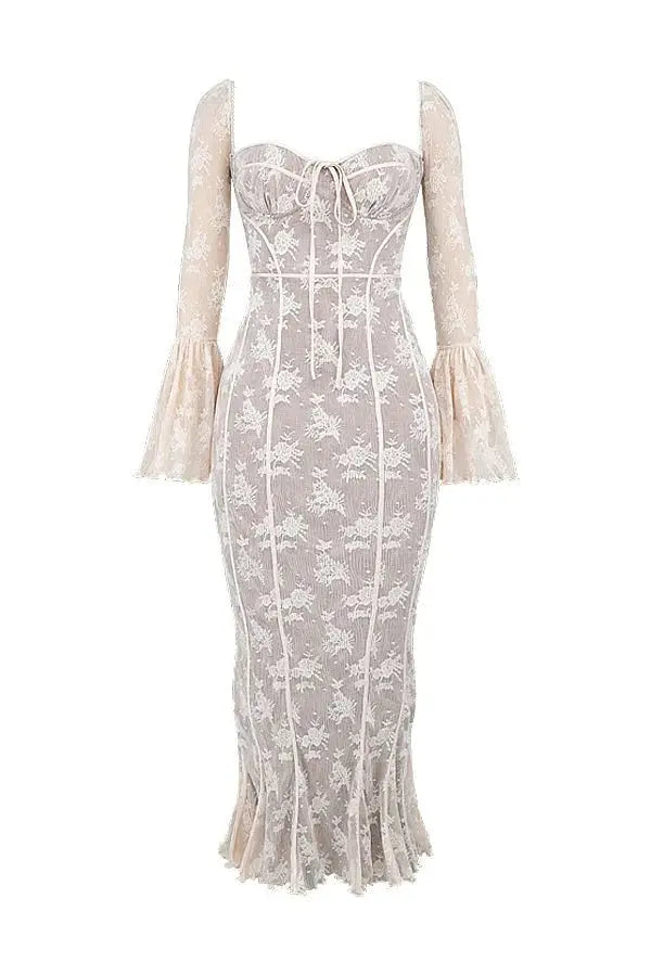 Aria - Vintage Maxi Summer Bodycon Lace Dress - nubuso