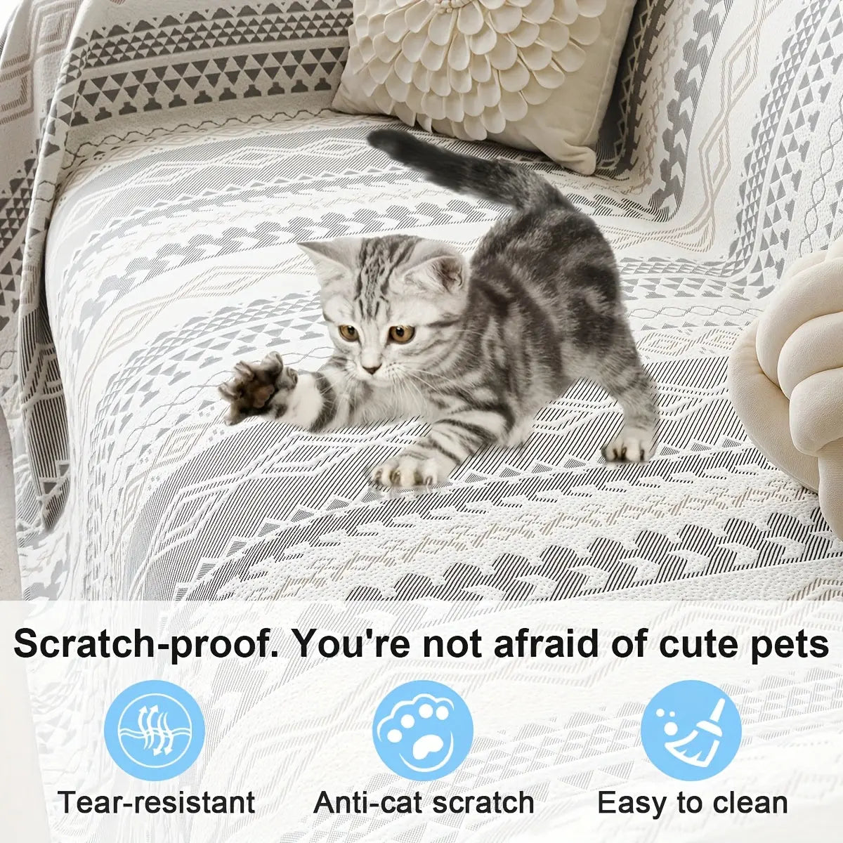 Modern Geometric Sofa Cover – Pet-Friendly, Non-Slip Couch Slipcover for 1–4 Seaters - TARHUS