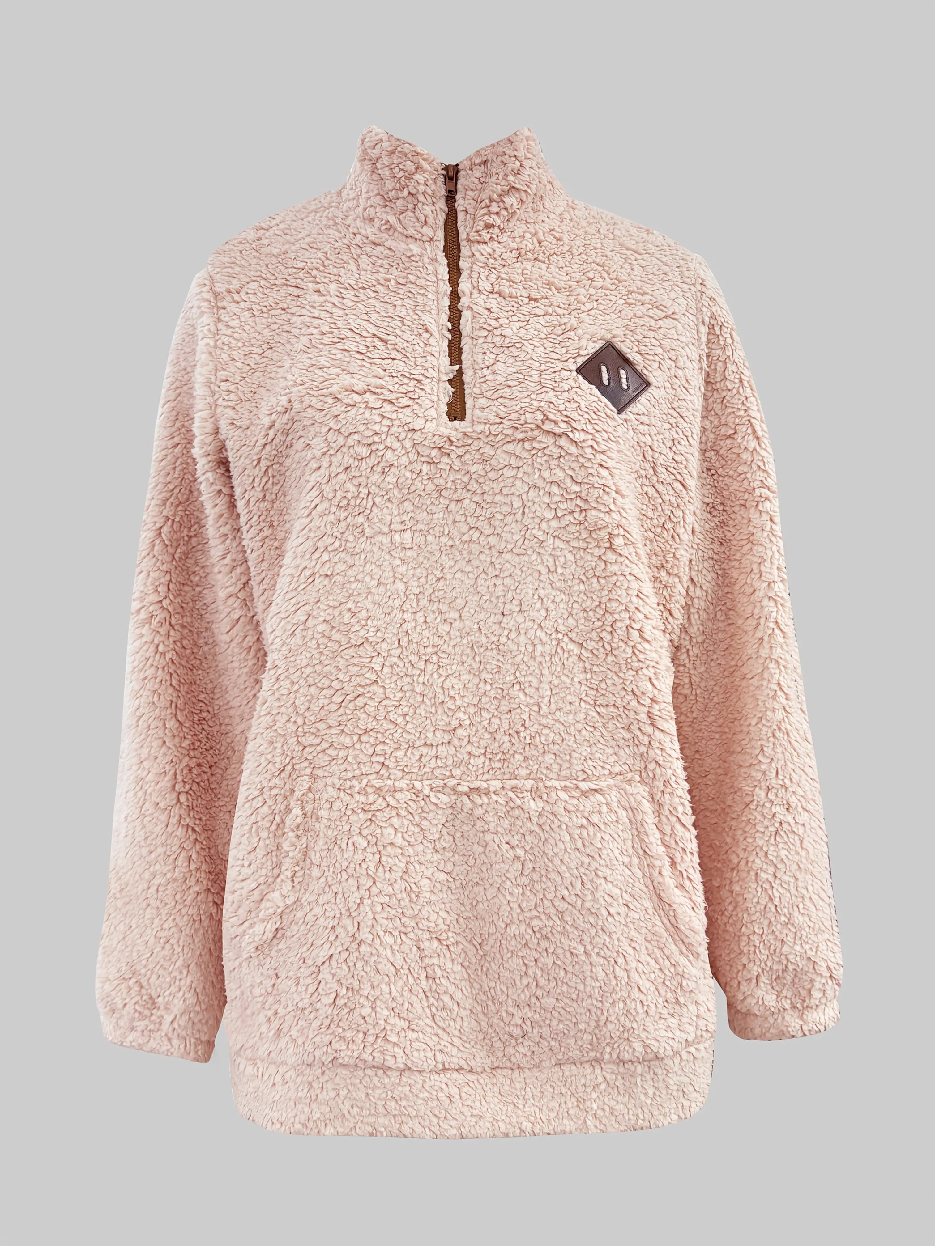 Maddy™ Women’s Fleece Half-Zip Pullover – Cozy Shearling Knit Sweatshirt with High Neck - TARHUS