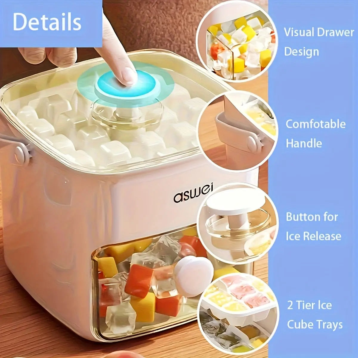 FrostEase | Easy-Press Ice Cube Tray Set – 48-Cube Freezer Mold with Storage Box TARHUS Electronics & Gadgets