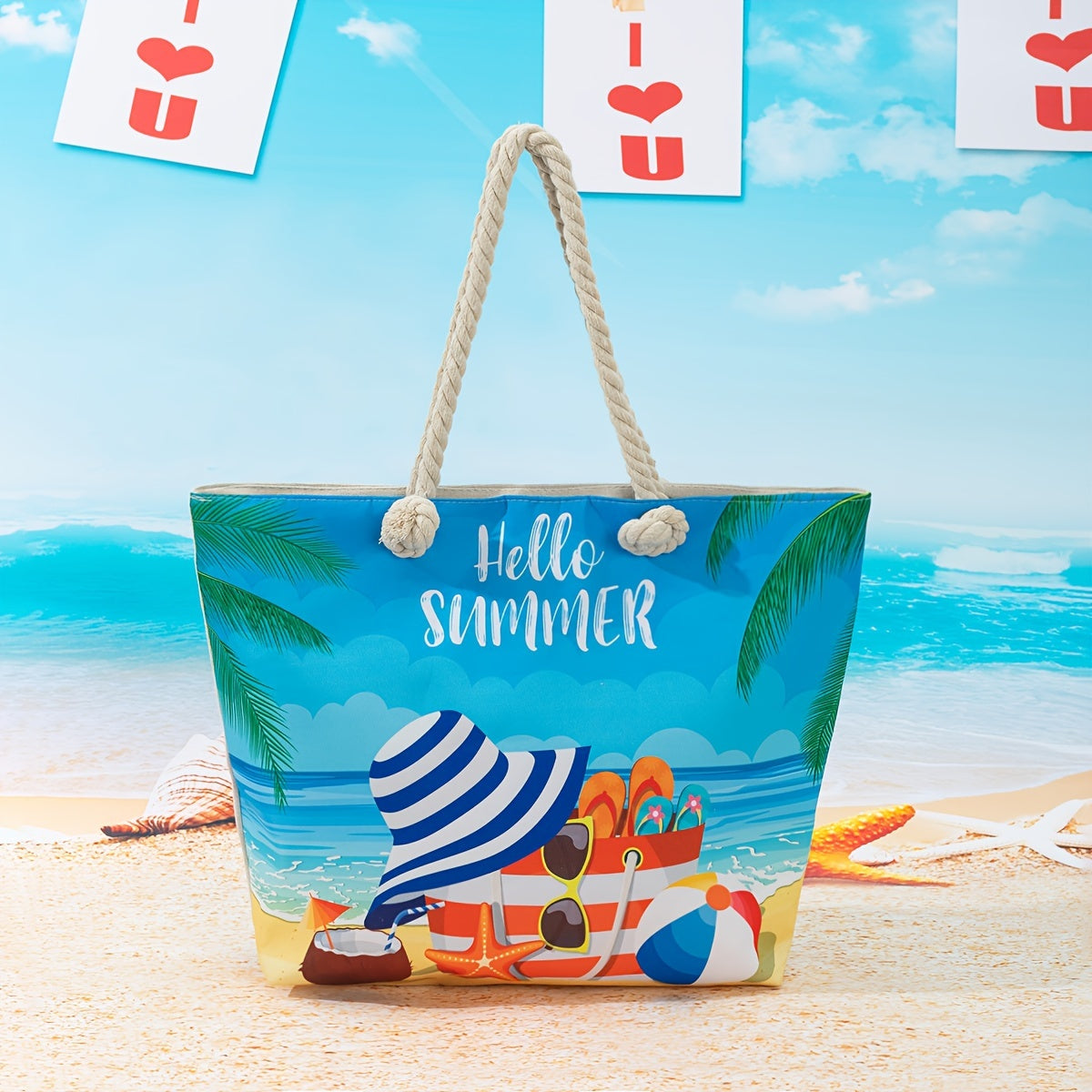 Stylish Blue Mandala Print Tote Bag for Women - Casual Shoulder Bag with Rope Handles, Vibrant Floral Patterns, Zip Closure, Perfect for Vacation Or Everyday Use, Vacation Tote Bag | Trendy Women'S Bag | Woven Texture, Novelty Purse TARHUS