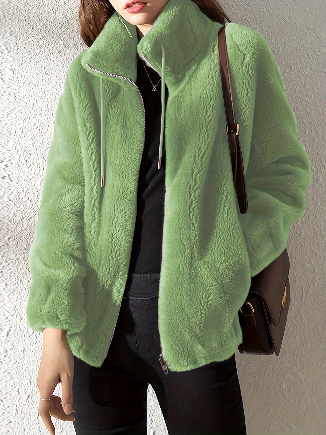 Faux Fur Zip-Up Jacket for Women – Soft Plush Casual Winter Coat - TARHUS