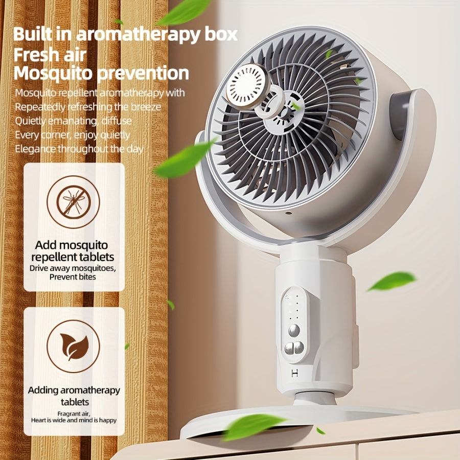 Adjustable high and low fans, equipped with built-in aromatherapy box, mosquito proof, 5-speed, Type-C charging port, lithium battery power supply, remote control, air circulation device, modern fan USB charging port TARHUS