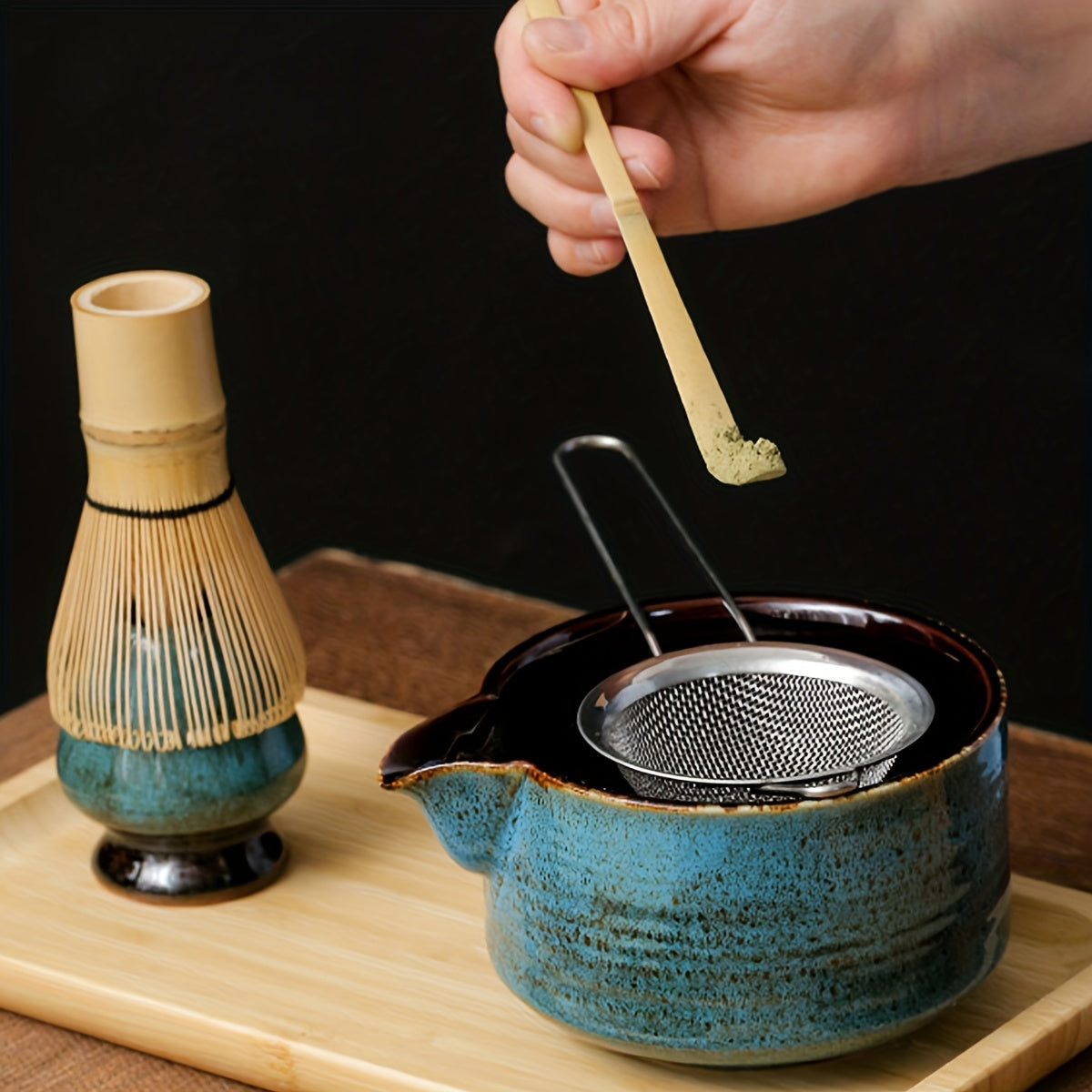 Matcha Tea Set – Bamboo Whisk, Scoop, Stand & Bowl | 3pcs/4pcs - TARHUS