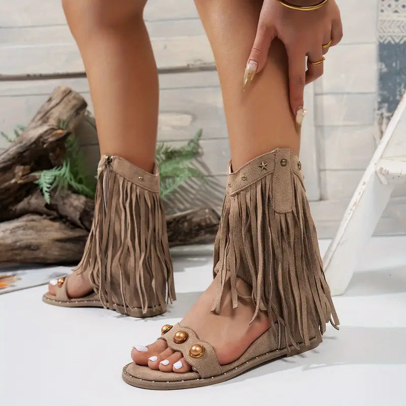 Sedona | Fringe Sandals – Boho Comfort Sandals with Arch Support TARHUS Women's Shoes
