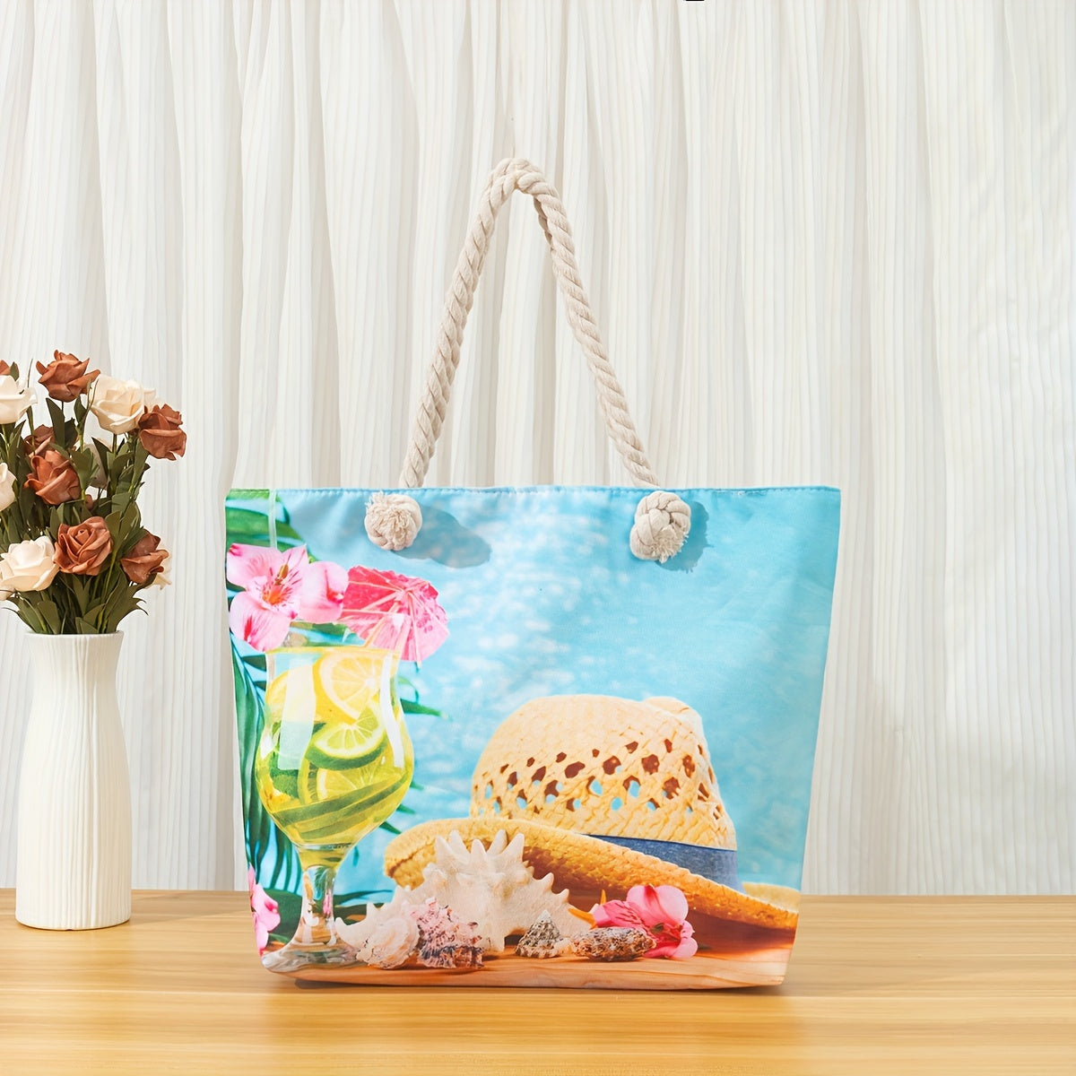 Bohemian Chic Beach Tote Bag with Comfortable Double Handles - Spacious & Stylish for Womens Sun-soaked Escapes - Perfect to Hold All Beach Essentials TARHUS