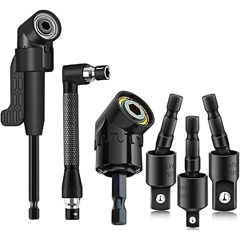 6-Piece Right Angle Drill Adapter Set for Power Drills & Impact Drivers - TARHUS