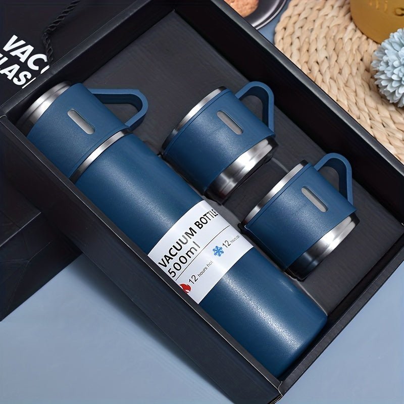 1pc Stainless Steel Thermal Mug, 500ml/16.9oz, Vacuum Insulated, Lead Free, Reusable, Hand Wash Only, Multipurpose, with Cup, for Adult, Coffee, Hot drink, Cold drink, Water Flask TARHUS
