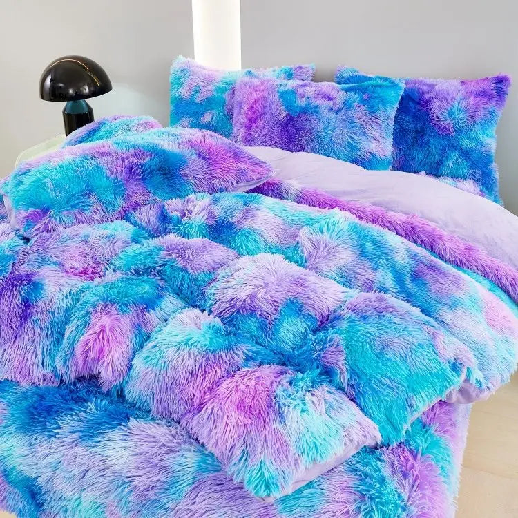 Calming Tie-Dye Plush Duvet Cover + 2 Pillow Cases - TARHUS