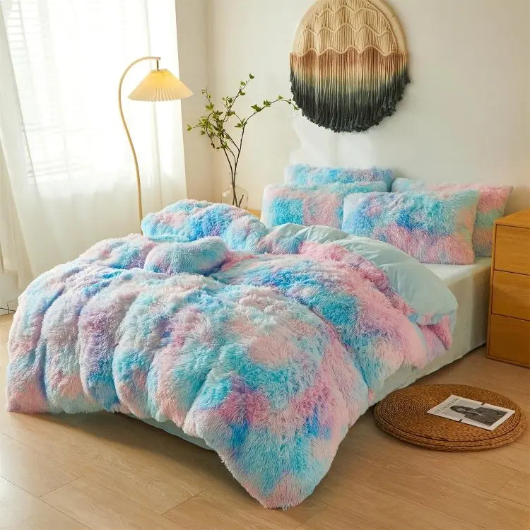 Calming Tie-Dye Plush Duvet Cover + 2 Pillow Cases - TARHUS