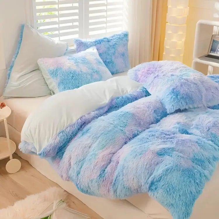 Calming Tie-Dye Plush Duvet Cover + 2 Pillow Cases - TARHUS