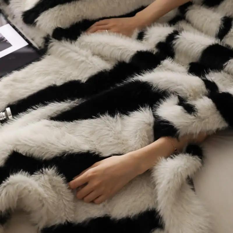Modern Zebra Print Faux Fur Blanket - TARHUS