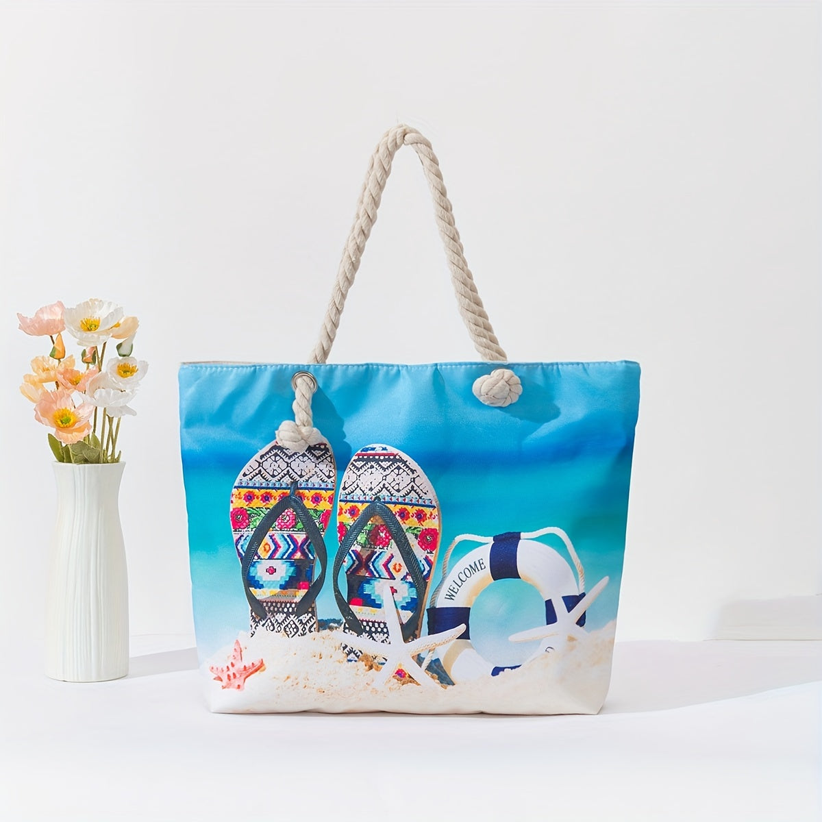Bohemian Chic Beach Tote Bag with Comfortable Double Handles - Spacious & Stylish for Womens Sun-soaked Escapes - Perfect to Hold All Beach Essentials TARHUS