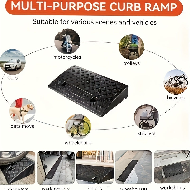 Portable Threshold Ramp for Wheelchairs, Pets & Cars - Non-Slip Rubber Entry Ramp for Steps, Doors & Walkways TARHUS