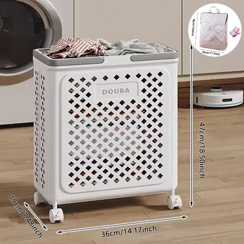 Large Capacity Collapsible Laundry Basket: Breathable Design & Built-In Wheels - TARHUS
