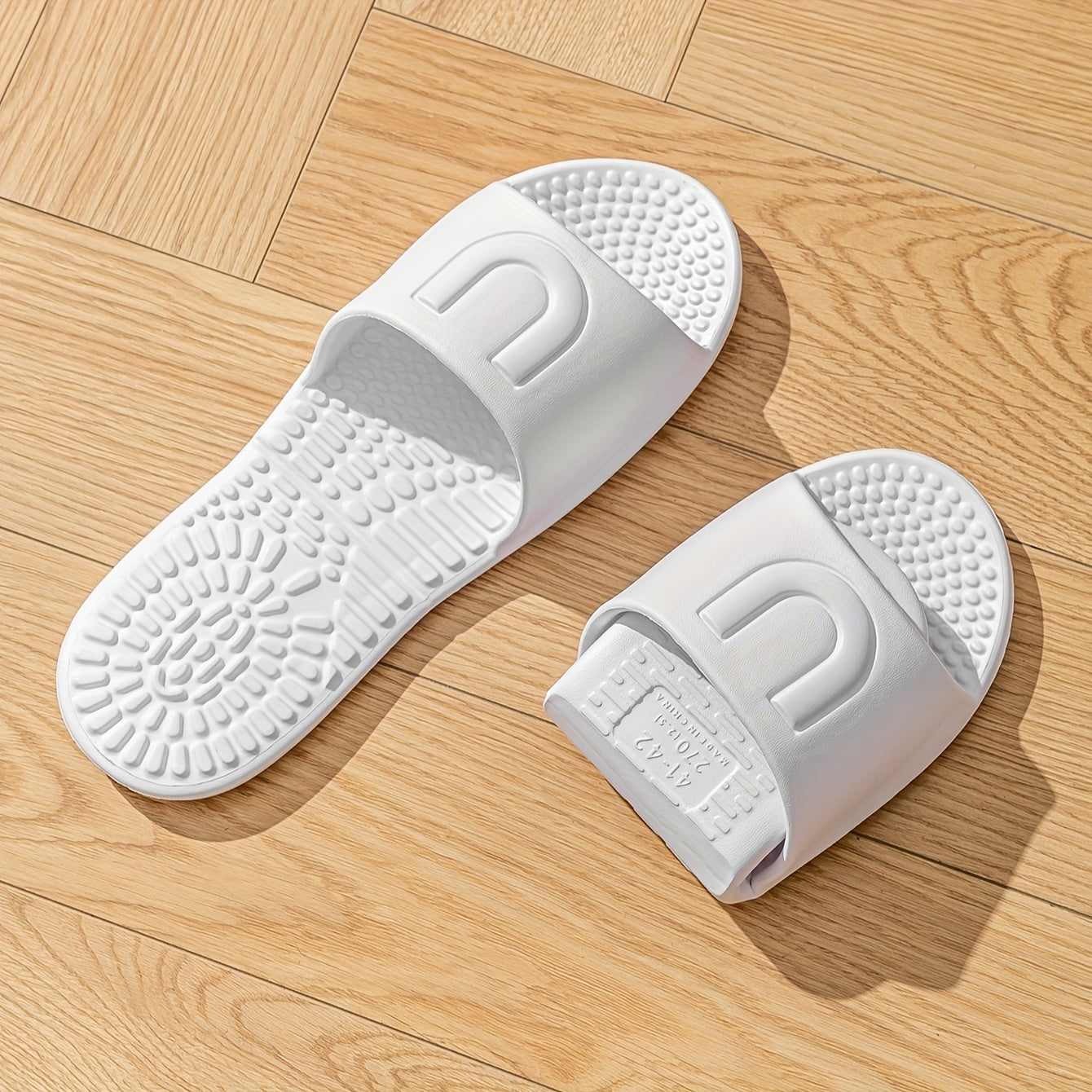 EVA Foldable Slippers for Travel, Indoor Bathroom Massage Sandals, Unisex Quick-Dry Non-Slip Flat Sole Slippers, All-Season Simple Solid Color Slip-On Clogs TARHUS