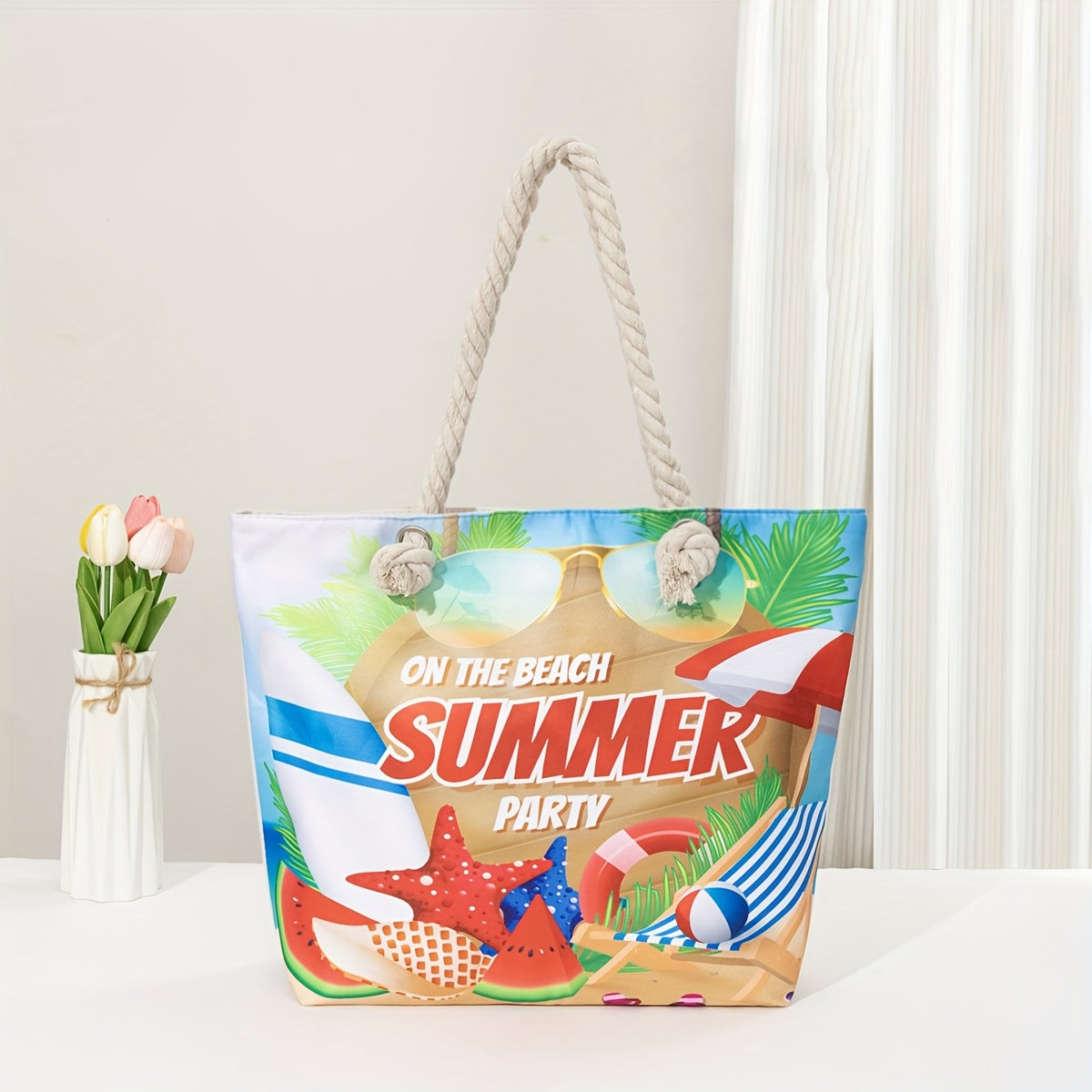 Amara | Blue Mandala Print Tote Bag – Casual Rope Handle Shoulder Bag TARHUS