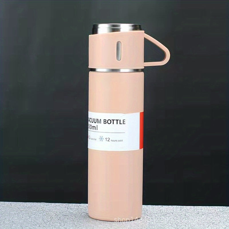 1pc Stainless Steel Thermal Mug, 500ml/16.9oz, Vacuum Insulated, Lead Free, Reusable, Hand Wash Only, Multipurpose, with Cup, for Adult, Coffee, Hot drink, Cold drink, Water Flask TARHUS