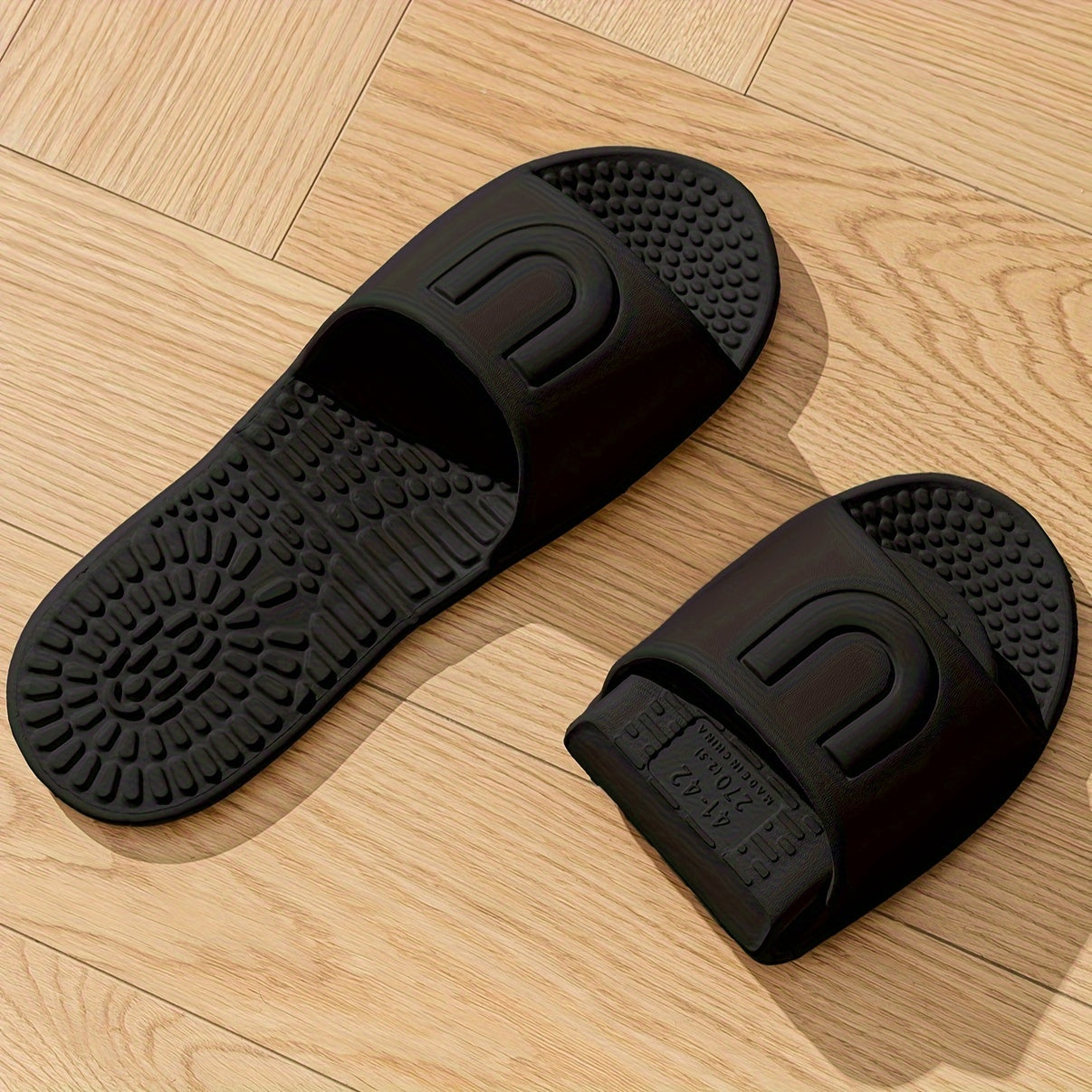 EVA Foldable Slippers for Travel, Indoor Bathroom Massage Sandals, Unisex Quick-Dry Non-Slip Flat Sole Slippers, All-Season Simple Solid Color Slip-On Clogs TARHUS