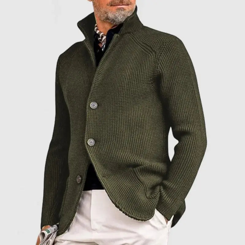 Men's Knitted Cardigan - Classic Button-Up Sweater with Ribbed Design for Sophisticated Style - TARHUS