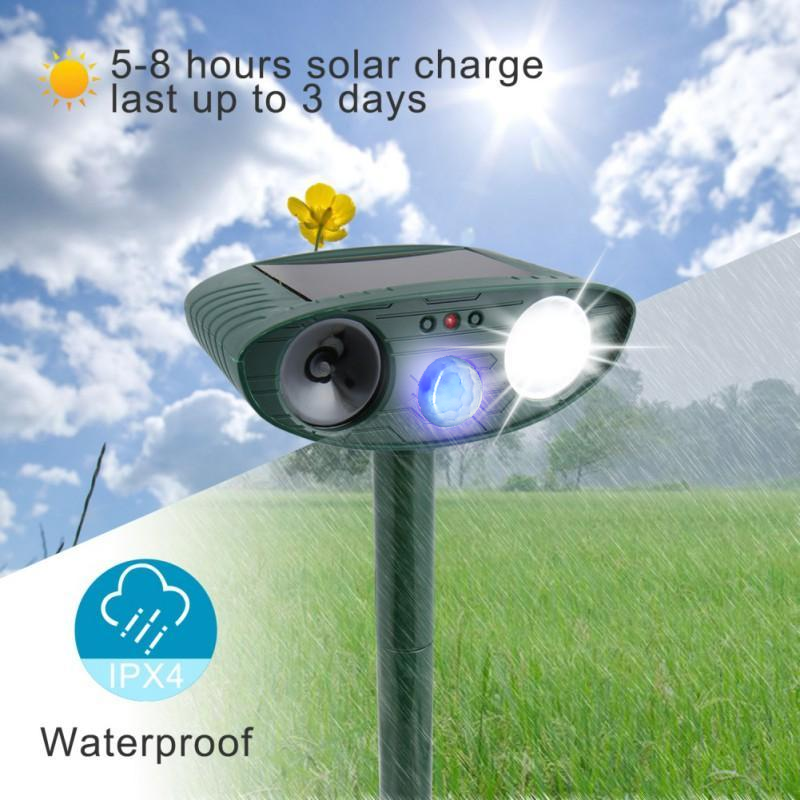 Solar-Powered Ultrasonic Deer Repeller - Effective Deer Deterrent for Gardens & Yards in 48 Hours - TARHUS