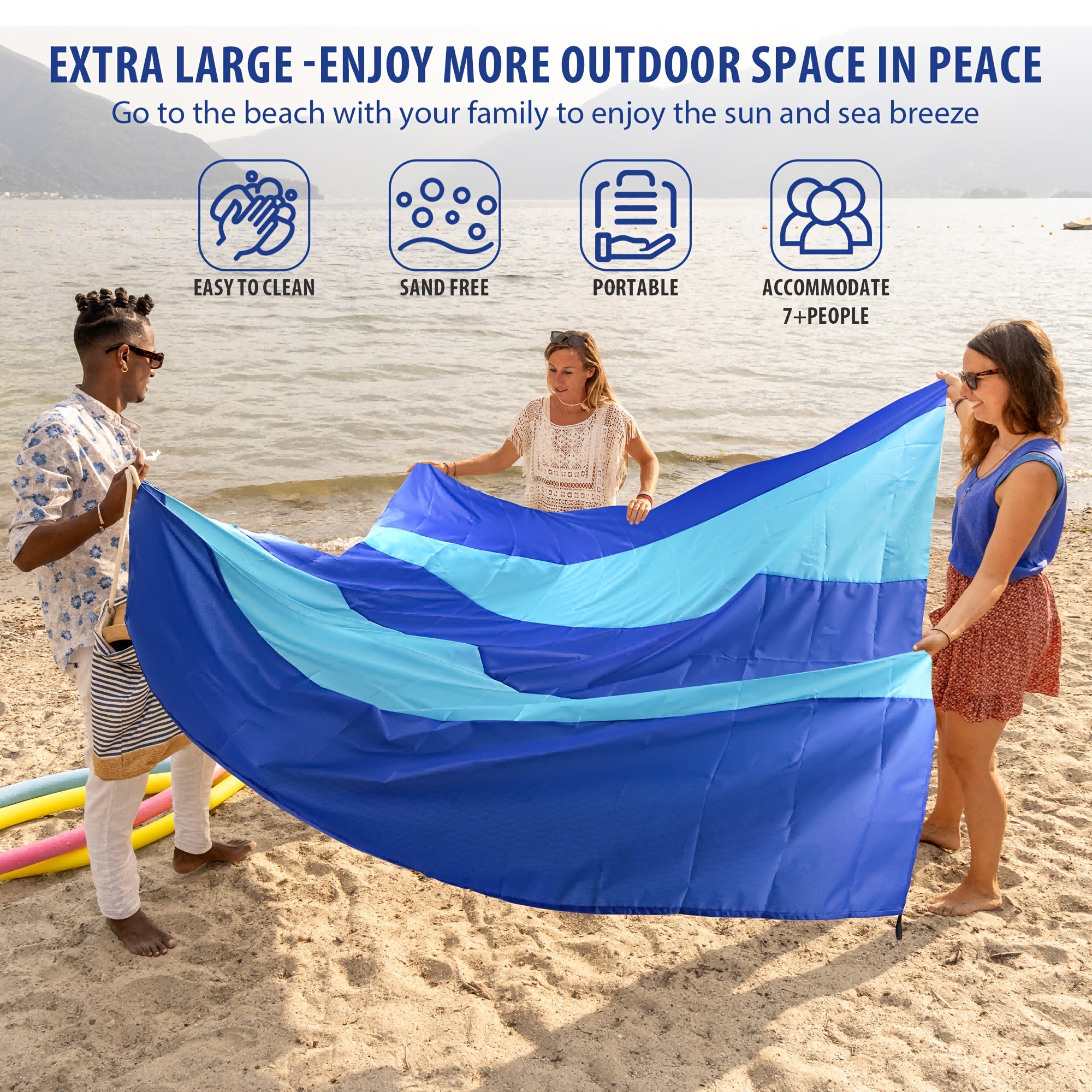 Picnic Beach Blanket 4-7 Adults Oversized Lightweight Sandproof Beach Blanket Large Picnic Mat Beach Blanket for Beach Travel Camping Hiking TARHUS