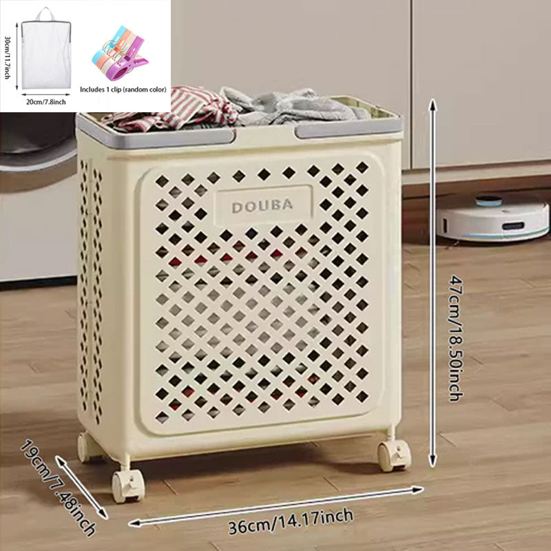 Large Capacity Collapsible Laundry Basket: Breathable Design & Built-In Wheels - TARHUS