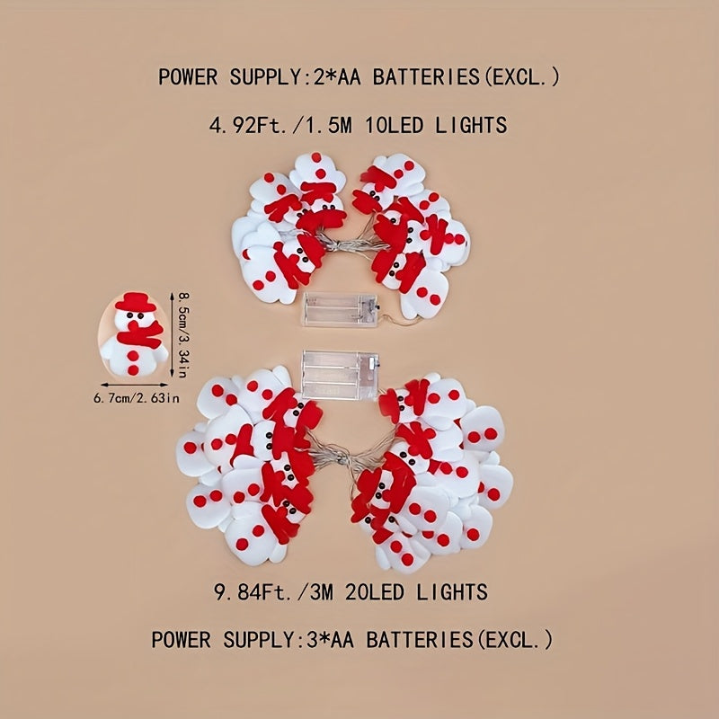 LED Snowman Tree Lights – Warm White Battery-Powered Holiday Decor TARHUS Christmas